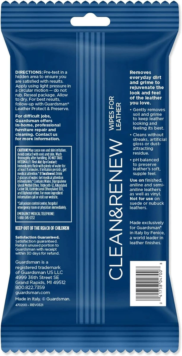 Guardsman Clean & Renew Leather Wipes 20Count Ballam Furniture/LaZ