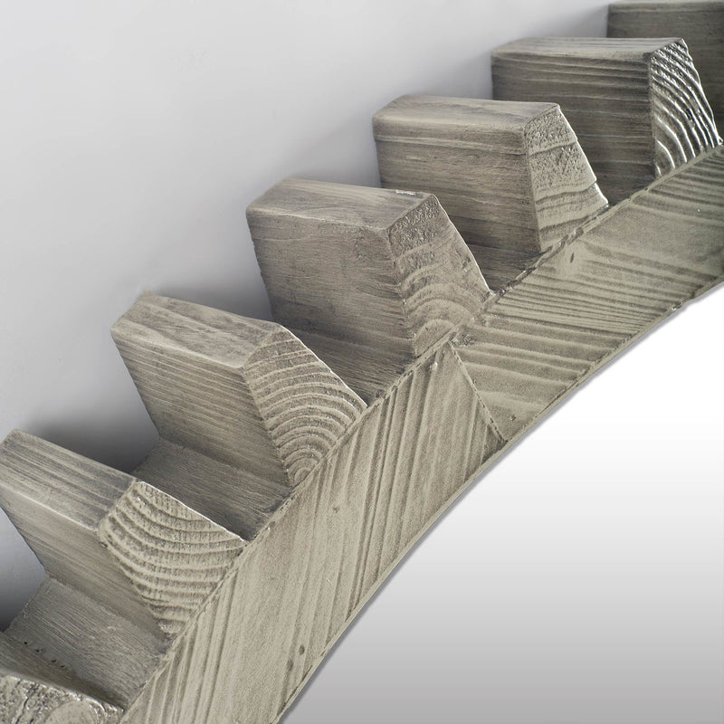 Mercana Cog Mirror 44" Round Gray Wood Frame Mirror