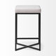 Mercana Frodo 26" Seat Height White Fabric Seat Black Metal Base Stool