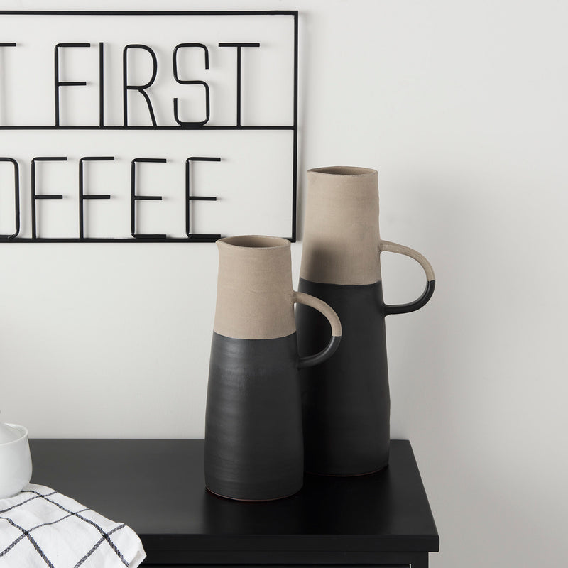 Mercana Garand Large 18.8H Two-Toned Black/Natural Ceramic Jug