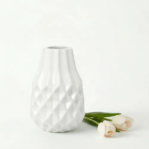 Pina Ceramic Vase Matte White 7.5"