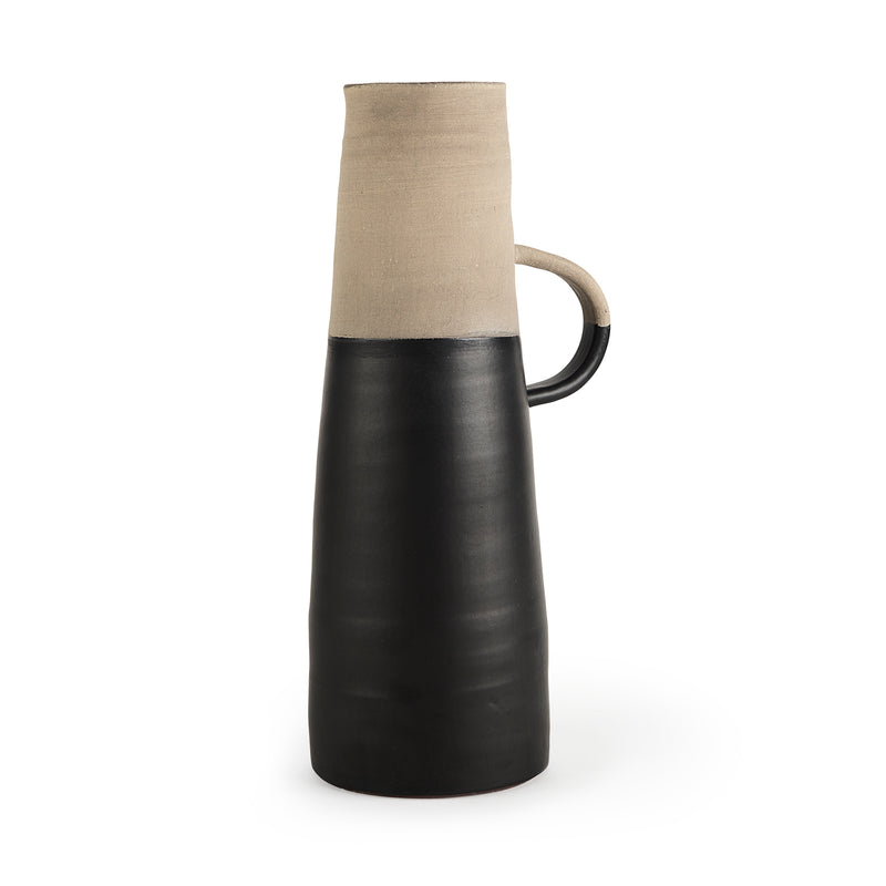 Mercana Garand Large 18.8H Two-Toned Black/Natural Ceramic Jug