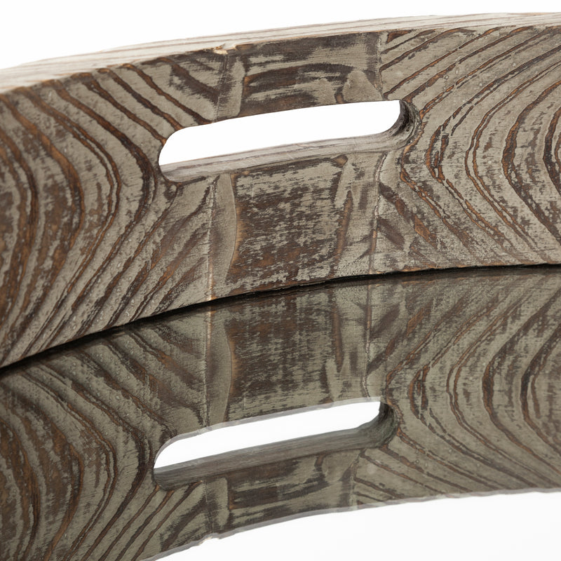 Mercana Whittier (Large) 28L x 28W Brown Wooden Mirrored Base Tray