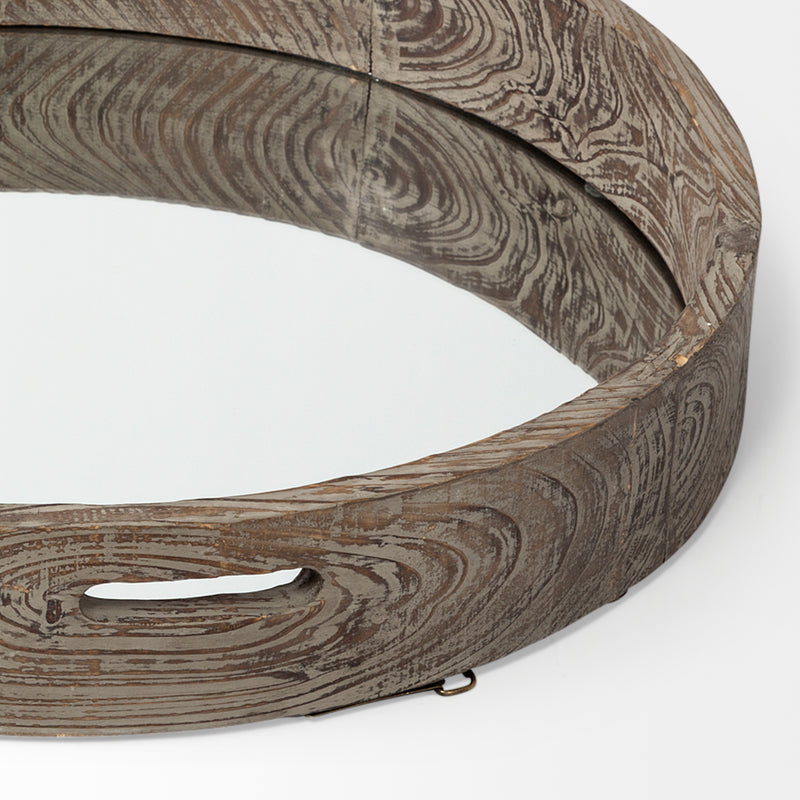 Mercana Whittier (Large) 28L x 28W Brown Wooden Mirrored Base Tray