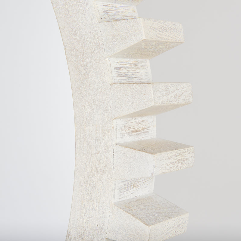 Mercana Sundance Cog 35.5" Round Whitewashed Wood Frame Mirror