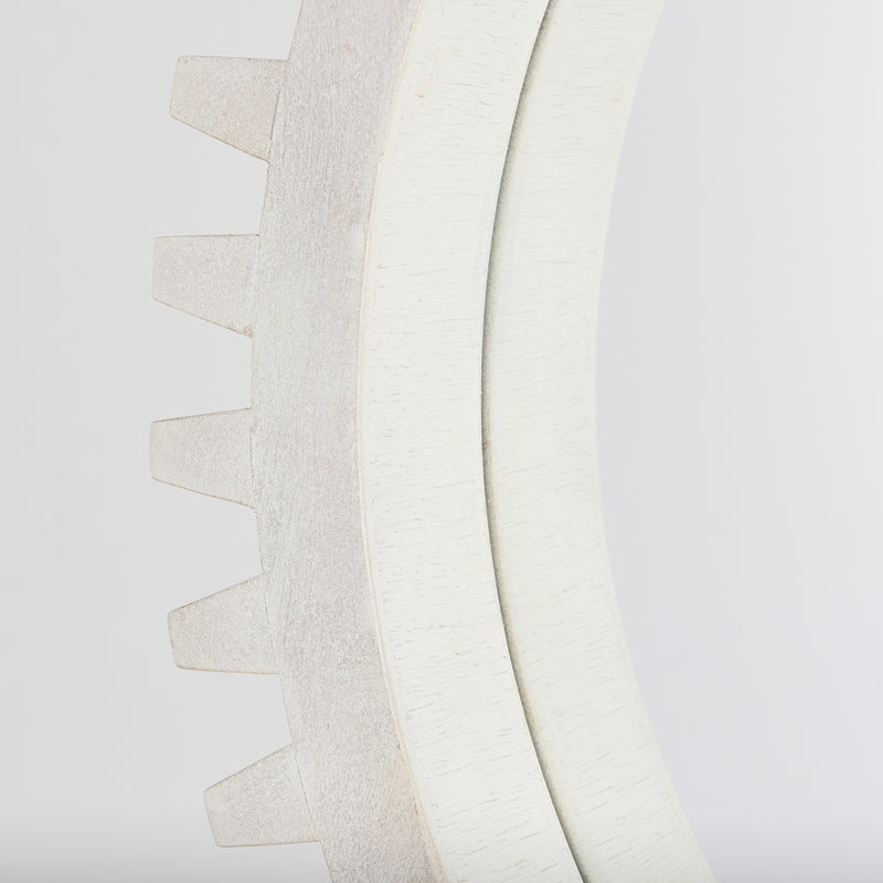 Mercana Sundance Cog 35.5" Round Whitewashed Wood Frame Mirror