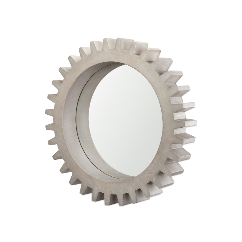 Mercana Sundance Cog 26" Round Grey Wood Frame Mirror