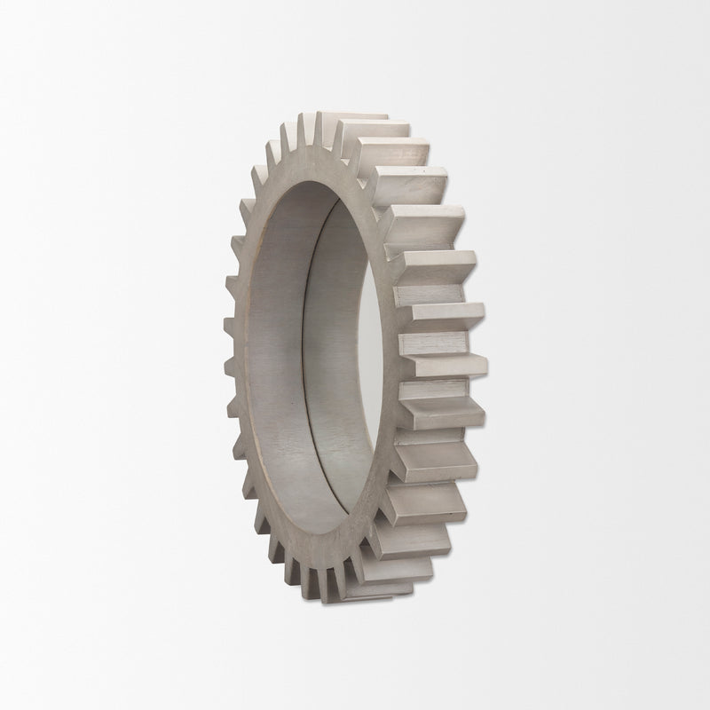 Mercana Sundance Cog 26" Round Grey Wood Frame Mirror