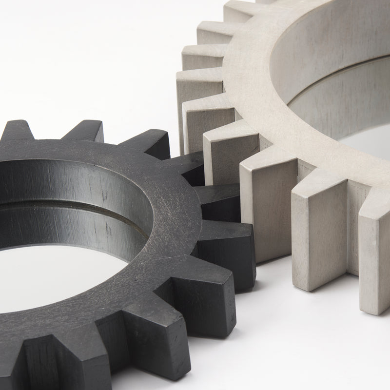 Mercana Sundance Cog 26" Round Grey Wood Frame Mirror