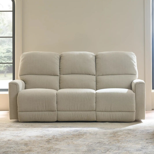 LAZBOY Cade Leather Reclining Sofa / Stone