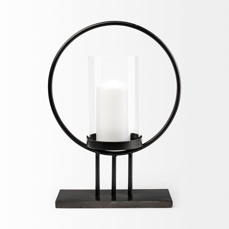 Mercana Saturn I Small Black Metal Table Candle Holder