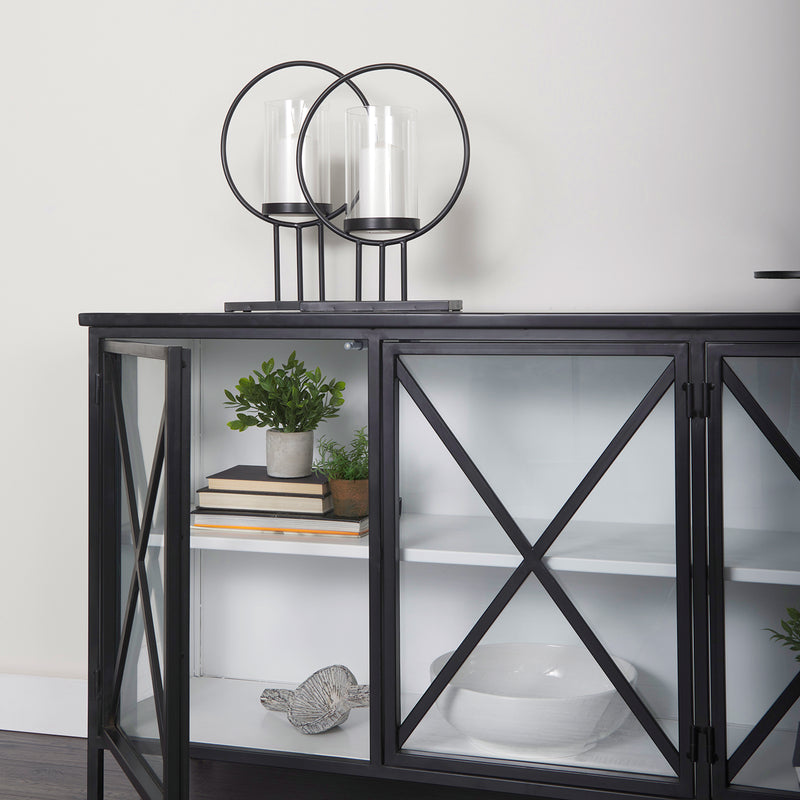 Mercana Saturn I Small Black Metal Table Candle Holder