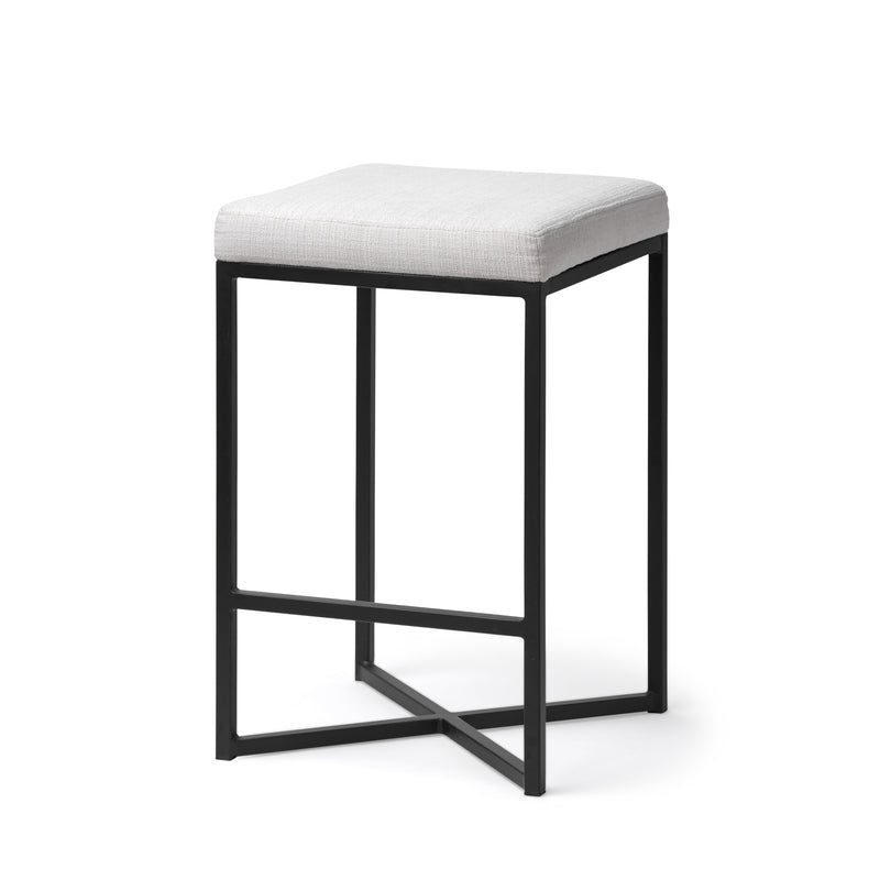 Mercana Frodo 26" Seat Height White Fabric Seat Black Metal Base Stool