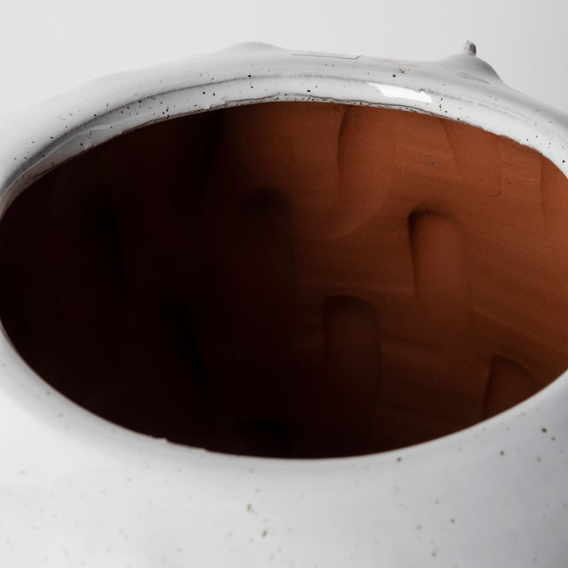 Mercana Julian Small Glossy White Ceramic Spoked Vase