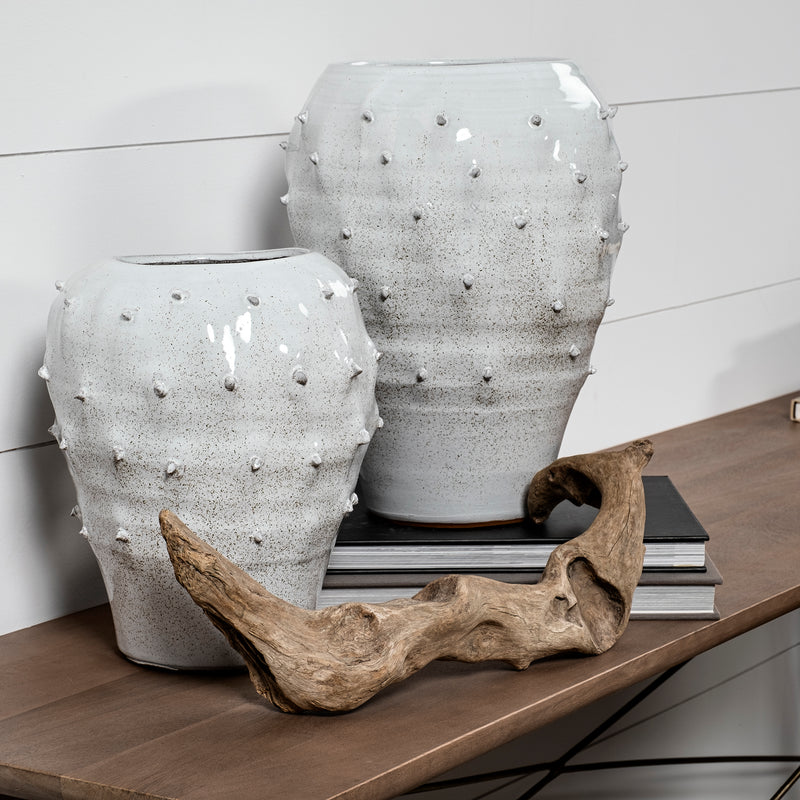 Mercana Julian Small Glossy White Ceramic Spoked Vase