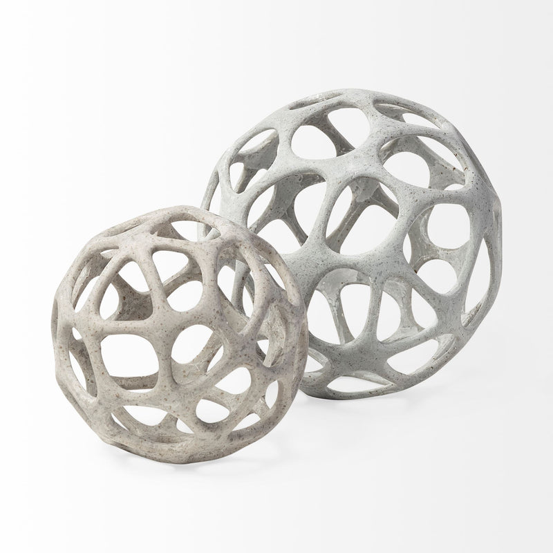 Mercana Spiro 7L x 7W Off-White Hollow Decorative Orb