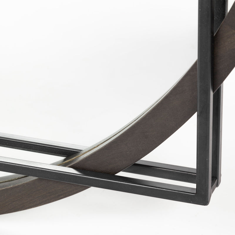 Mercana Norbert 46" Round-Square Black Wood/Metal Frame Mirror