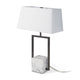 Mercana Peyton 14.0L x 9.0W x 26.2H Black Metal W/Marble Cube and White Shade Table Lamp