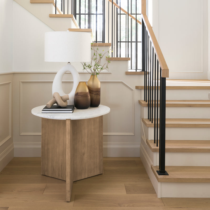 Mercana Tao 20.0L x 20.0W x 33.0H Cream Base W/White Shade Table Lamp