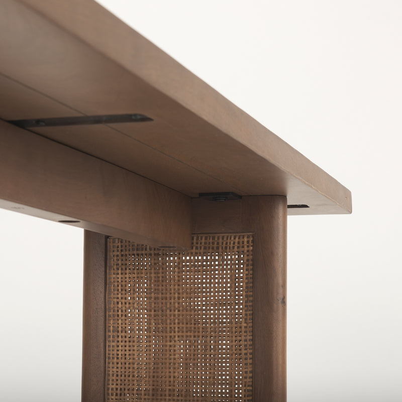 Mercana Grier Medium Brown Solid Wood w/ Cane Console Table