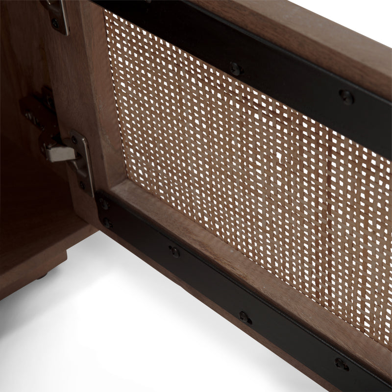 Mercana Grier Medium Brown Wood w/ Cane Accent Table-Nightstand