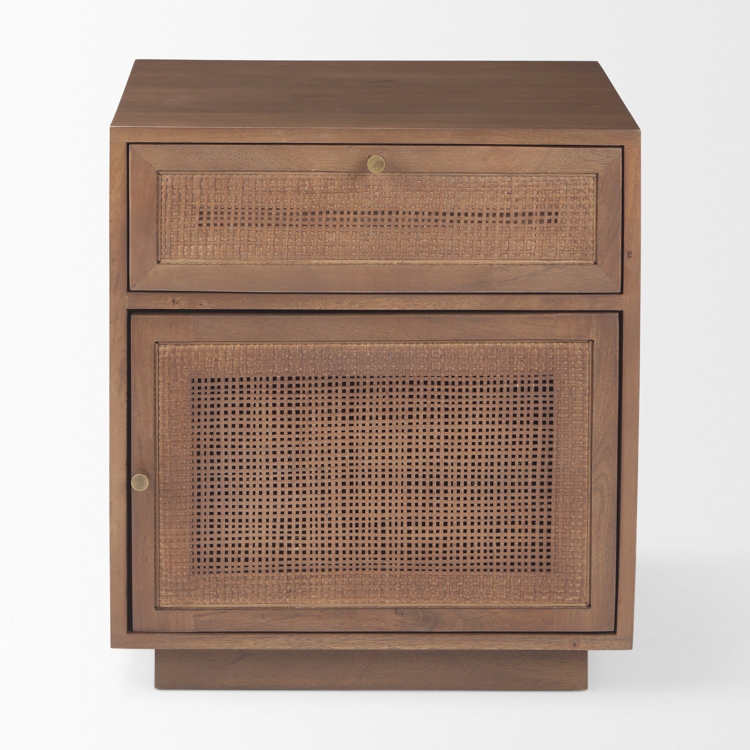 Mercana Grier Medium Brown Wood w/ Cane Accent Table-Nightstand