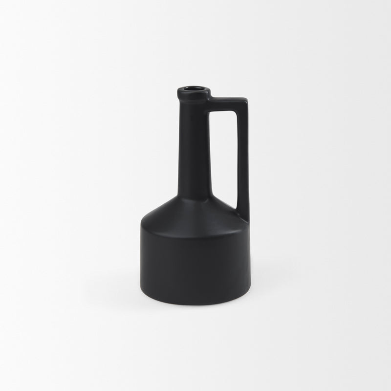 Mercana Burton 10.8H Small Matte Black Ceramic Jug Vase