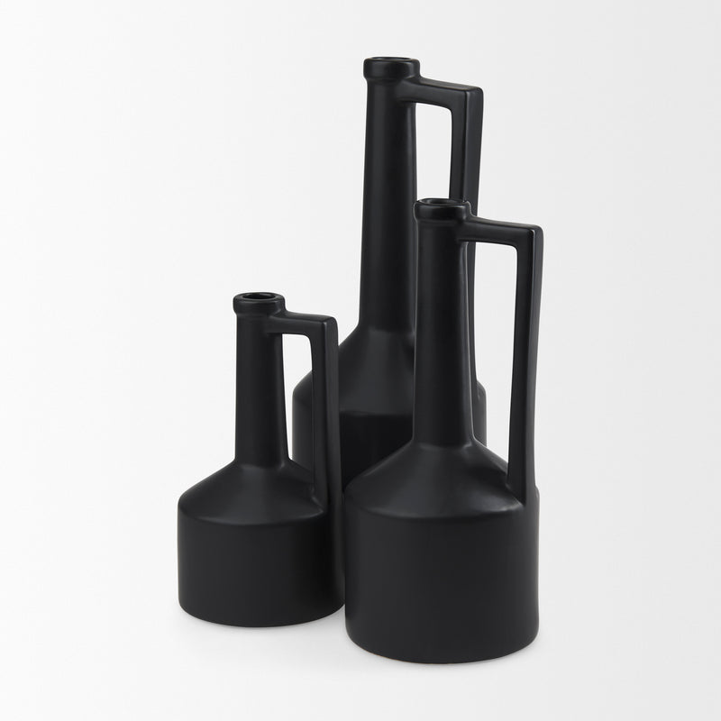 Mercana Burton 10.8H Small Matte Black Ceramic Jug Vase