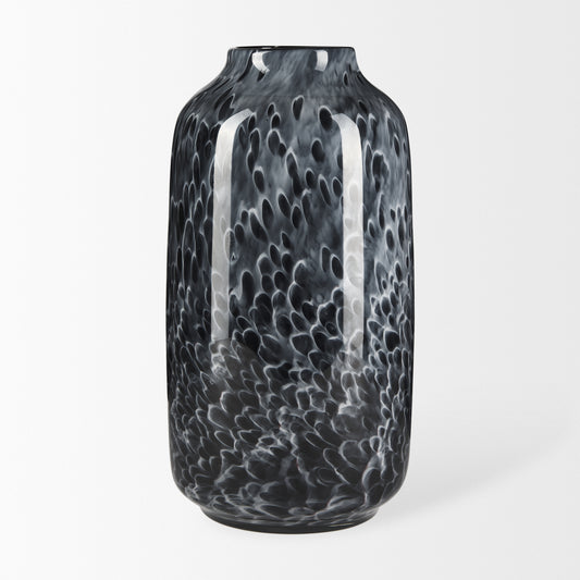 Mercana Masai Large Black Mottled Glass Vase