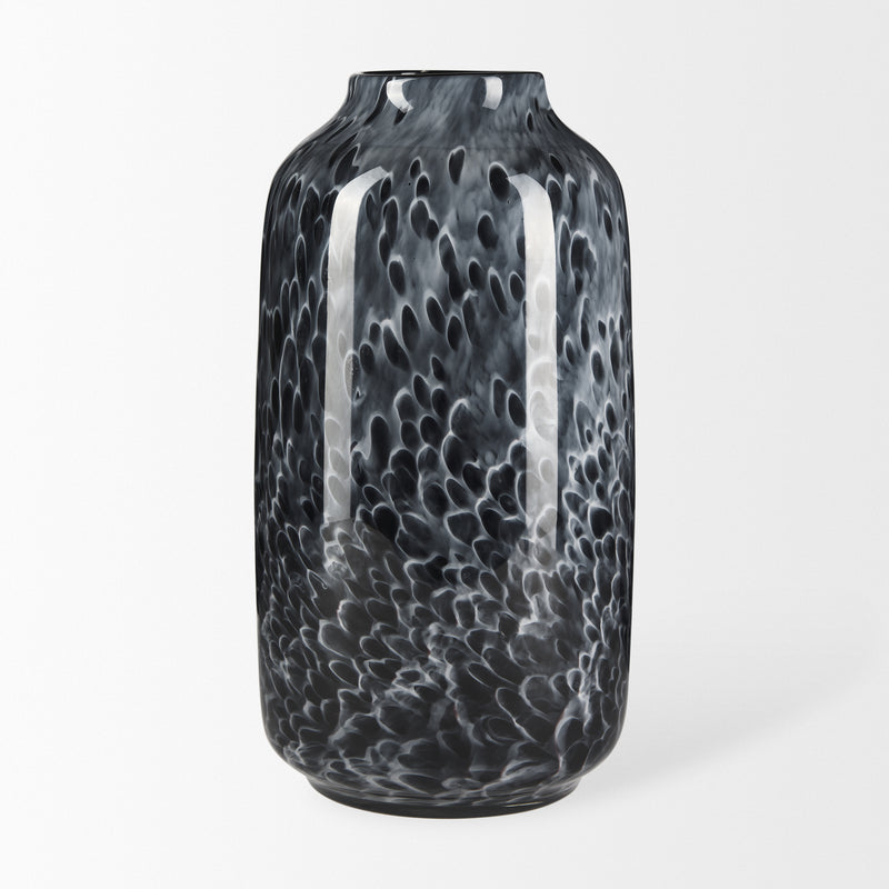 Mercana Masai Large Black Mottled Glass Vase