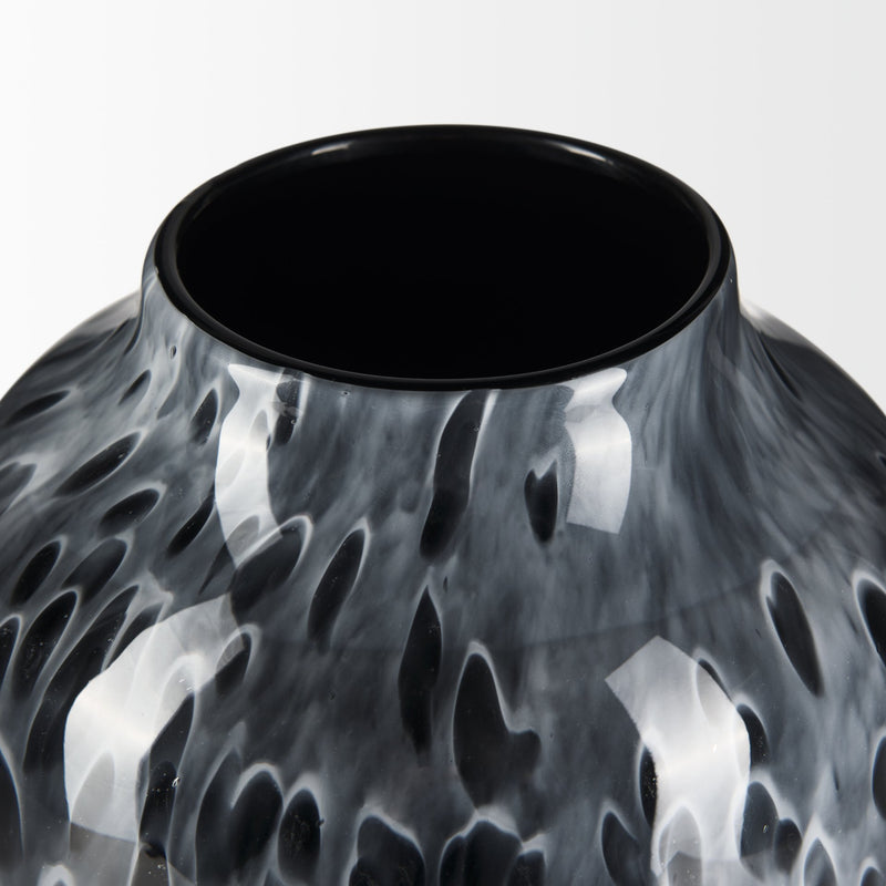 Mercana Masai Large Black Mottled Glass Vase