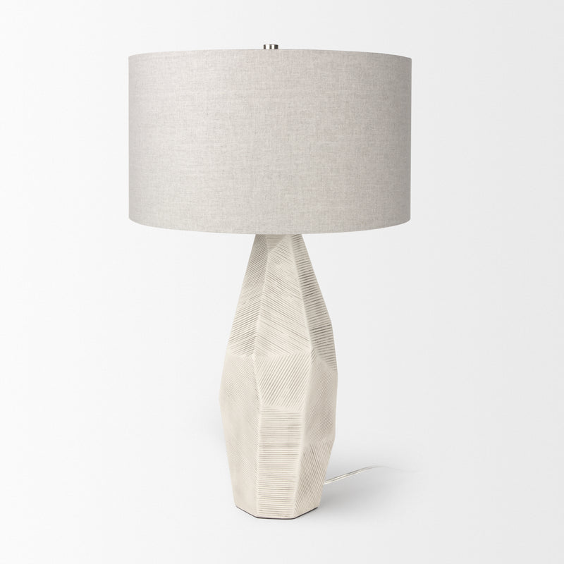 Mercana Piven Cream Textured Ceramic Table Lamp