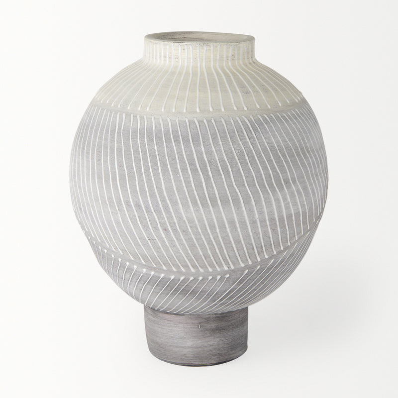 Mercana Blume 12.5H Off-White w/ Gray Textured Vase