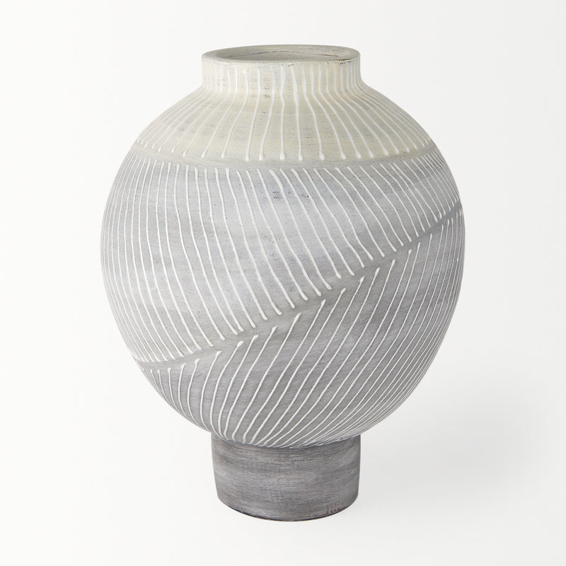 Mercana Blume 12.5H Off-White w/ Gray Textured Vase