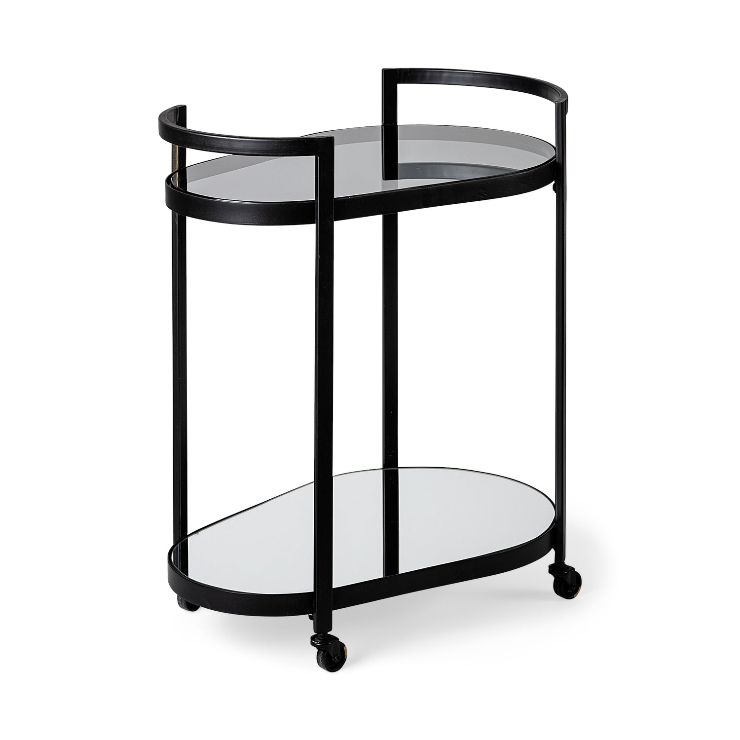 Mercana Eleonore Black Metal Frame Two-Tier w/Glass Shelves Bar Cart