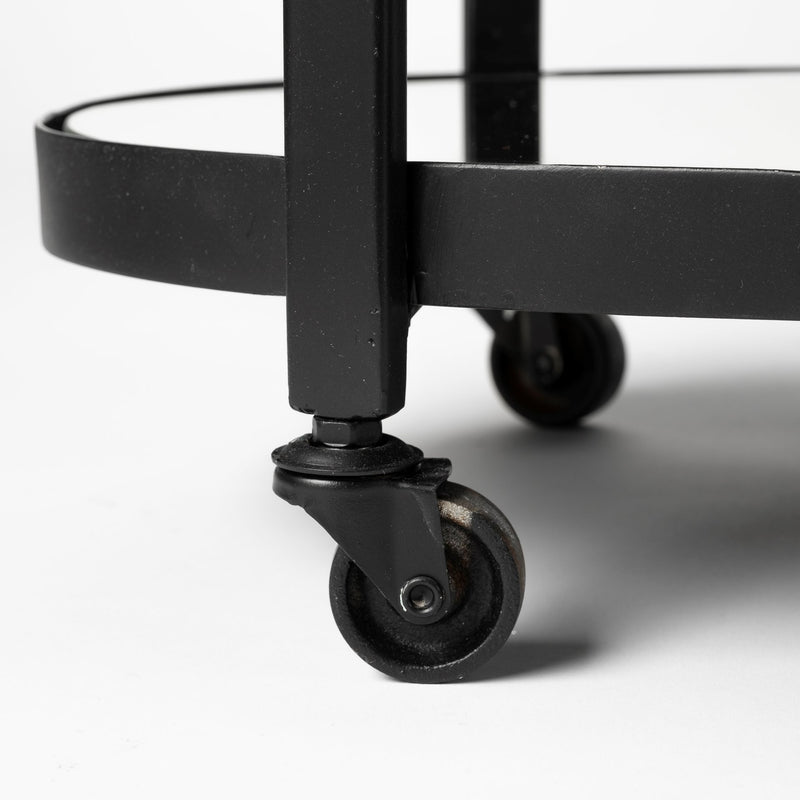 Mercana Eleonore Black Metal Frame Two-Tier w/Glass Shelves Bar Cart