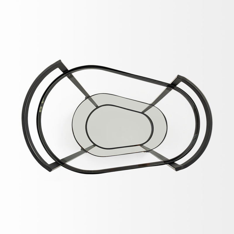 Mercana Eleonore Black Metal Frame Two-Tier w/Glass Shelves Bar Cart