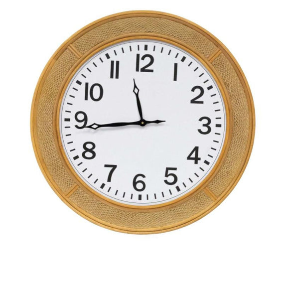 Splash Woven Wood Frame Round Wall Clock