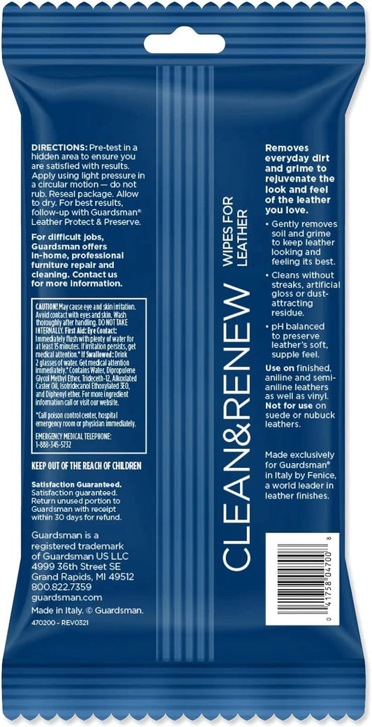 Guardsman Clean & Renew Leather Wipes 20-Count