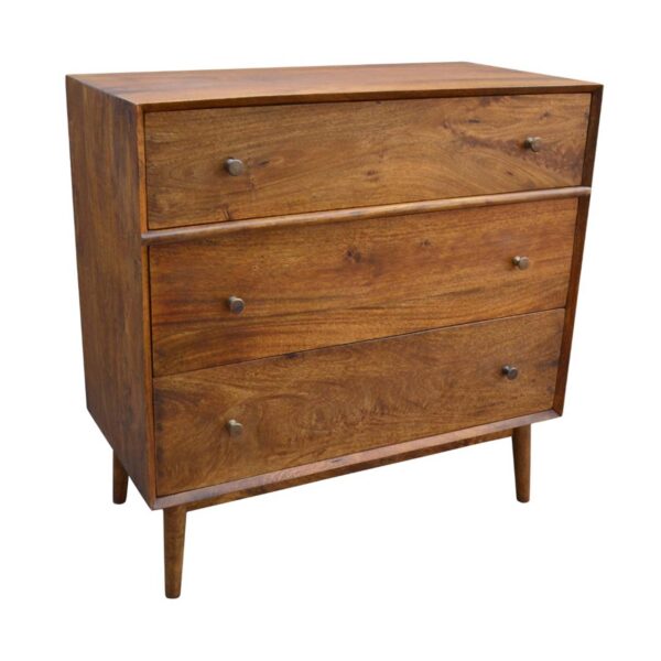 Mid-Century Mango Wood 3-Drawer Chest