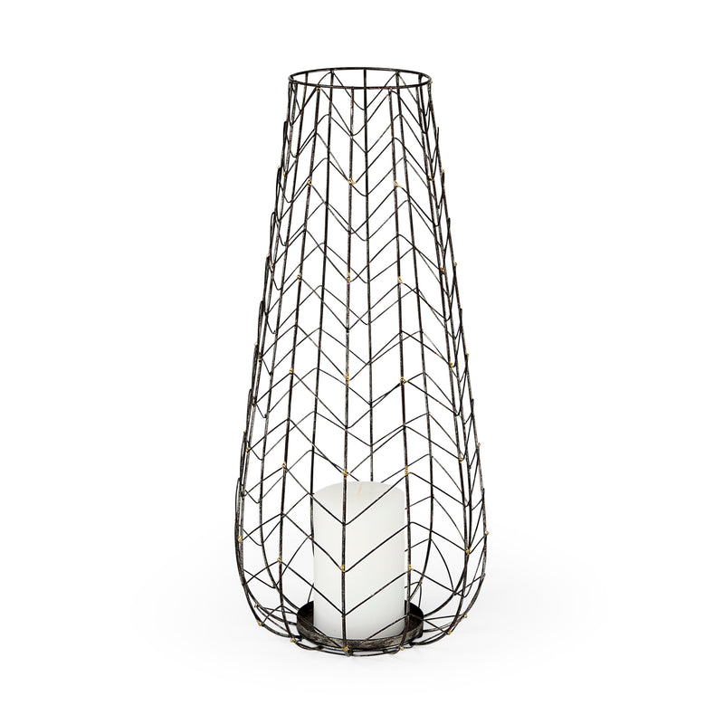 Mercana Petiole II Large Gold Toned Metal Table Candle Holder