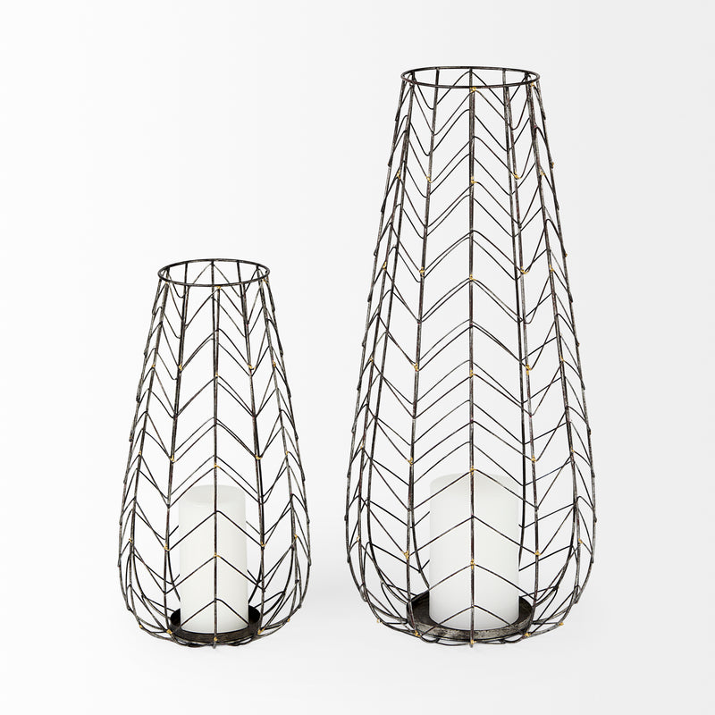 Mercana Petiole II Large Gold Toned Metal Table Candle Holder