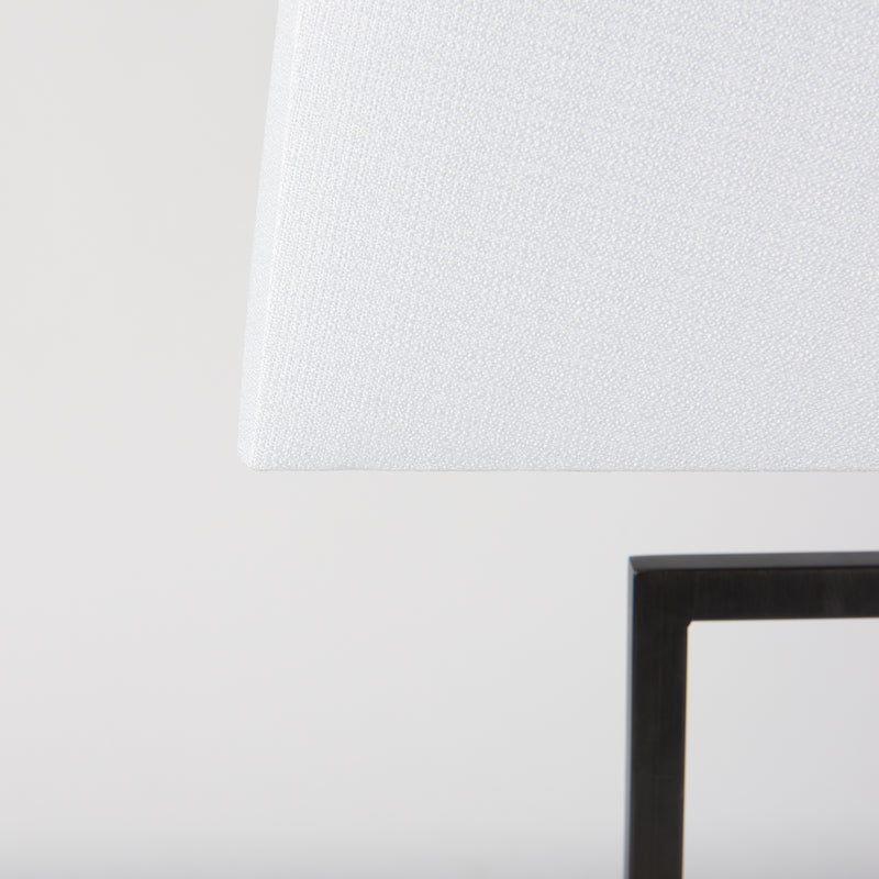 Mercana Peyton 14.0L x 9.0W x 26.2H Black Metal W/Marble Cube and White Shade Table Lamp