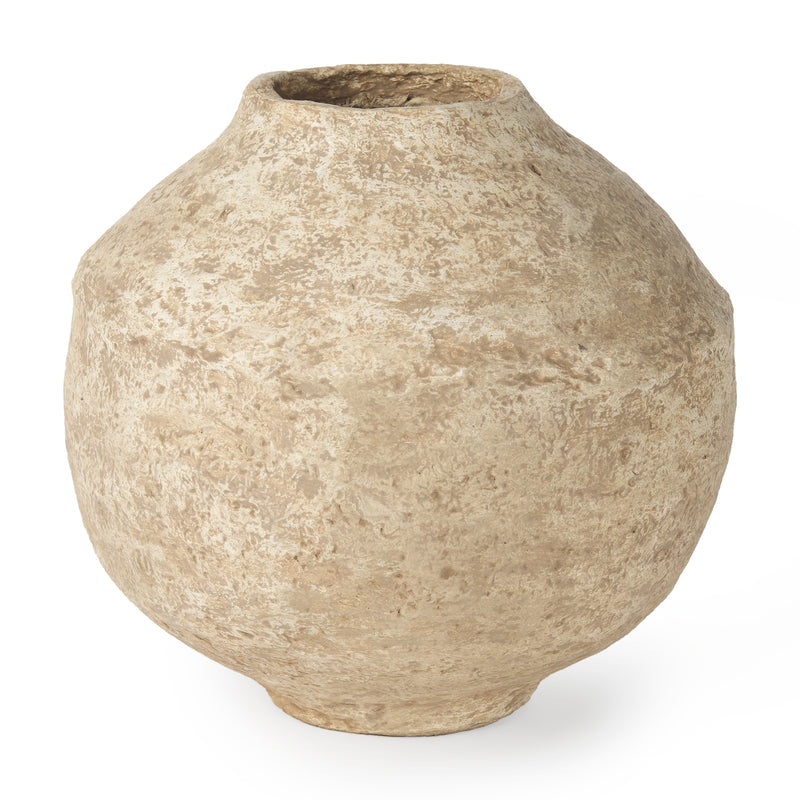 Mercana Ritu Large Beige Paper Mache Pot Vase