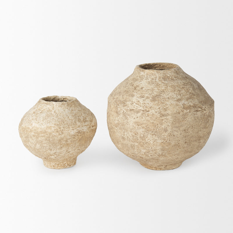 Mercana Ritu Large Beige Paper Mache Pot Vase