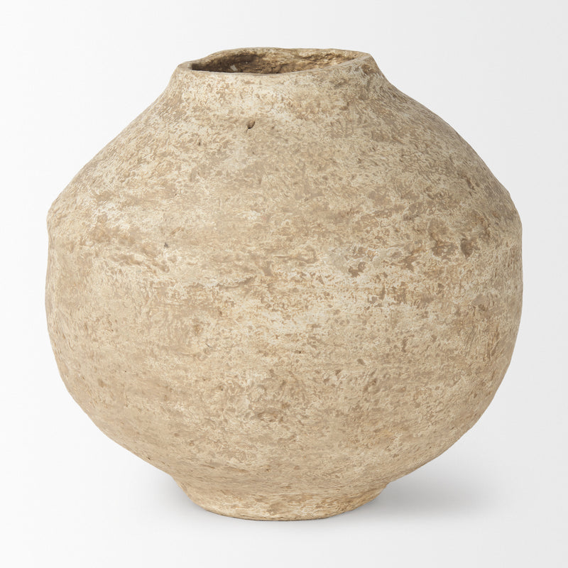 Mercana Ritu Large Beige Paper Mache Pot Vase