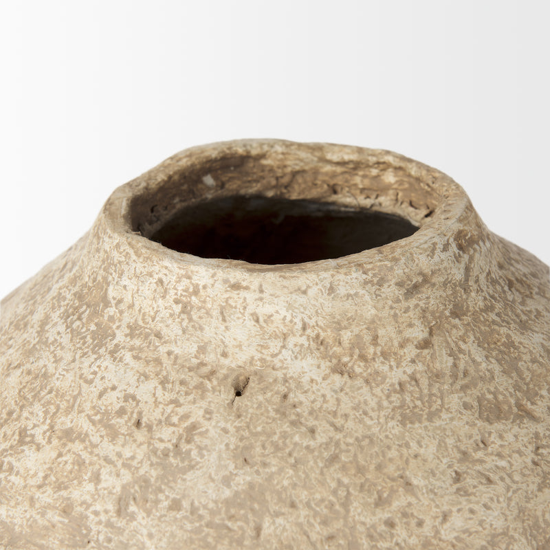 Mercana Ritu Large Beige Paper Mache Pot Vase
