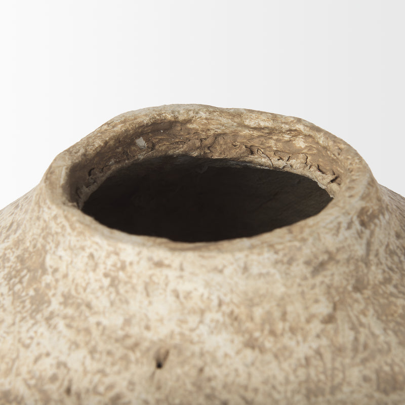Mercana Ritu Large Beige Paper Mache Pot Vase