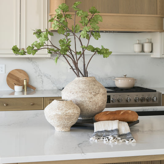 Mercana Ritu Large Beige Paper Mache Pot Vase