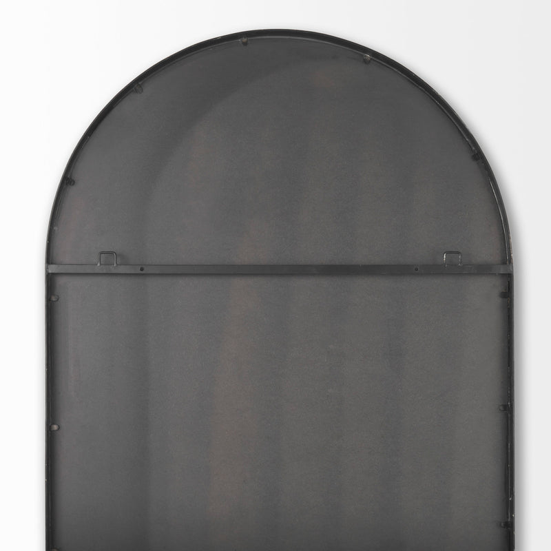 Mercana Sadie 36.0L x 2.0W x 76.0H Black Metal Rounded Arch Floor Mirror
